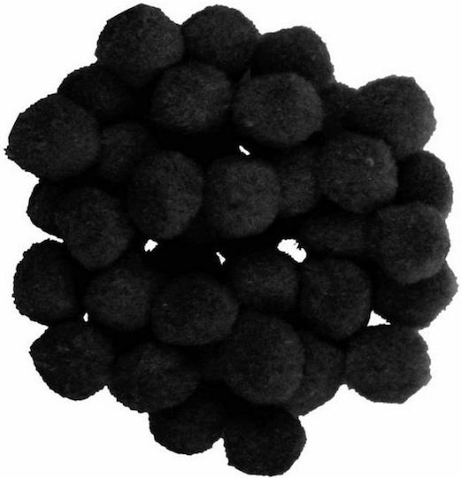 I-Mondi Pom Pom Handwerk Schwarz mit Durchmesser 25mm Set 50Stück