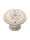 Roline 523 Antique Knob Furniture made of Porcelain & Metallic Nickel Satinet / Blue Flower D33mm 523 523-NIKEL-SATINE-GALAZIO 1pcs