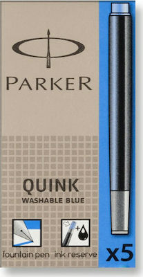 Parker Quink Ersatz-Tinte für Füller in Blau Farbe Waschbar 5 Stück 5Stück