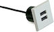 Emuca Emuca Walled Power Socket with 2 USB Ports Ø37 Gray