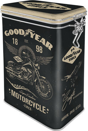 Nostalgic Art Goodyear Motorcycle Κουτί Γενικής Χρήσης με Καπάκι Μεταλλικό Μαύρο 1300ml