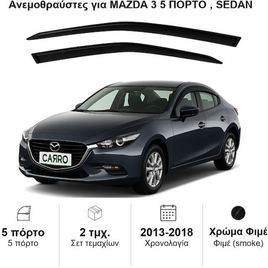 Heko Σετ Ανεμοθραύστες Αυτοκινήτου Μπροστινοί Σκούρο Φιμέ για Mazda 3 2τμχ