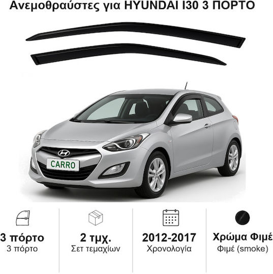 Heko Satz Windabweiser Vordere Dark Fime für Hyundai i30 2Stück