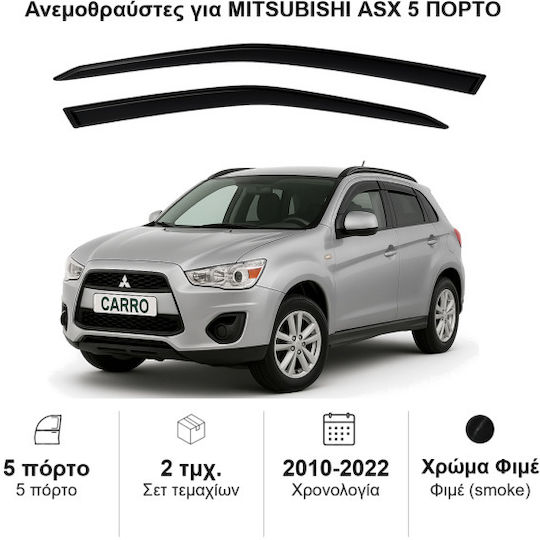 Heko Σετ Ανεμοθραύστες Αυτοκινήτου Μπροστινοί Σκούρο Φιμέ για Mitsubishi Asx 5D 2010 2τμχ