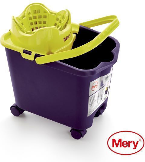 Rayen Mery Mop Eimer mit Auswringer mit Automatischem Piesthario & Räder 14lt Lila/Grün