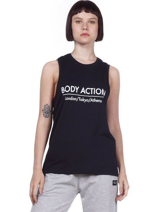 Body Action Αμάνικη Γυναικεία Αθλητική Μπλούζα Μαύρη