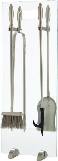 Zogometal Fireplace Tool Set with Stand Holder Matt Nickel