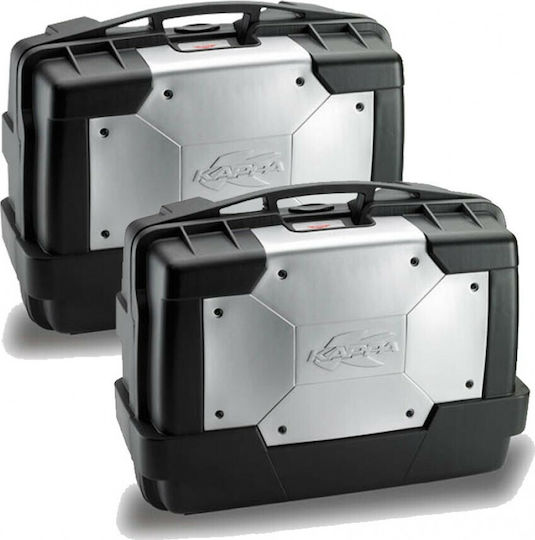 Kappa Moto Garza Monokey Motorcycle Hard Side Case Set 33lt in Silver Colour