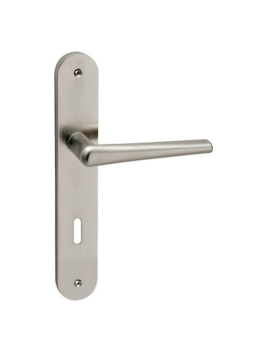 Viometale Lever Middle Door with Plate Pair (Center Distance 75mm) Nickel