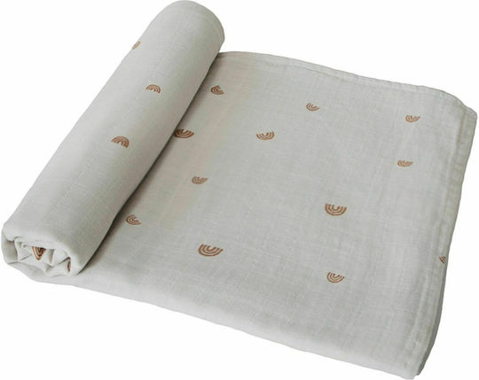 Mushie Rainbow Muslin Swaddle Wrap Ecru 120x120cm.