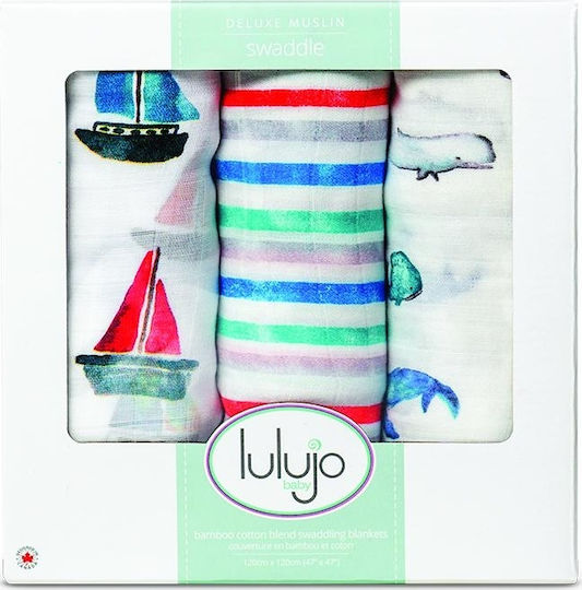 Lulujo Swaddle Blanket 120x120cm 3 Pieces