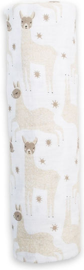 Lulujo Modern Llama Muslin Swaddle Wrap Multicolour 120x120cm.