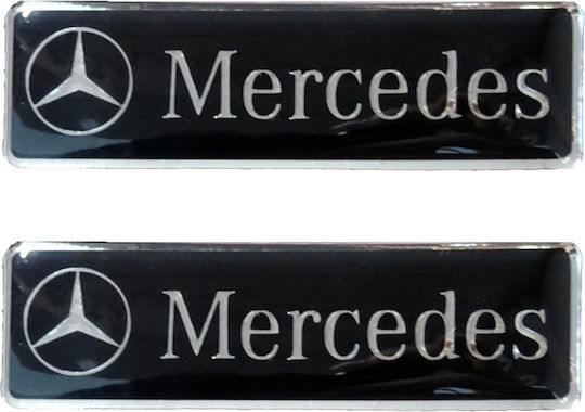 Race Axion Autoschild Mercedes Embleme für Epoxidharz verschraubte Matten Schwarz/Chrom 10x3cm 2 Stück in Schwarz Farbe LOGO.MERCEDES-RXCCA