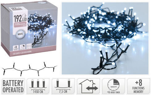 192 Lights LED 14.3m. Cold White Battery in String 1pcs