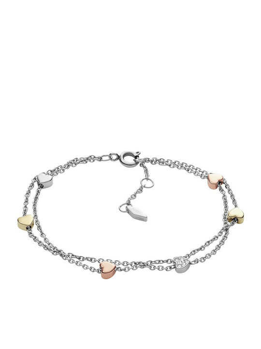 Fossil Women's Chain Bracelet with Heart Design in Stainless Steel 18cm