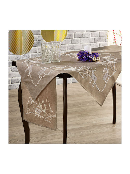 Whitegg FQCX190324 Christmas Tablecloth Runner Fabric Beige L180xW40cm 1pcs