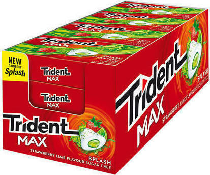 Trident Chewing gum Max with Splash Φράουλα / Λάιμ Flavour Sugar Free 16pcs 22gr