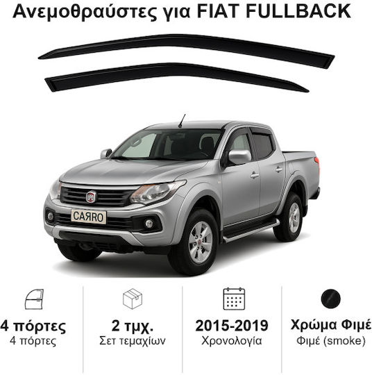 Heko Σετ Ανεμοθραύστες Αυτοκινήτου Μπροστινοί Σκούρο Φιμέ για Fiat Fullback 2τμχ
