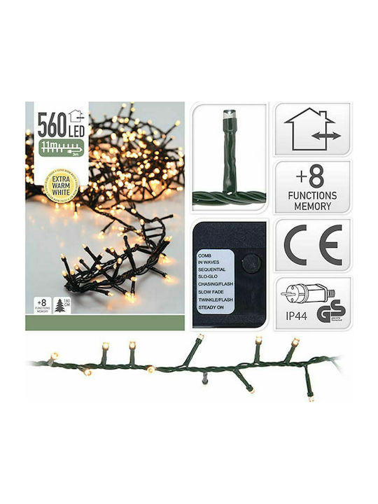 560 Light Bulb LED Warm White In String with Green Cable and Program JK Home Decoration