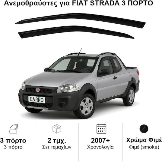 Heko Σετ Ανεμοθραύστες Αυτοκινήτου Μπροστινοί Σκούρο Φιμέ για Fiat Strada 2τμχ