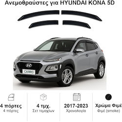 Heko Set Car Windbreakers Front And Back Dark Fime For Hyundai Kona 5D 2017 4 Pieces 17293