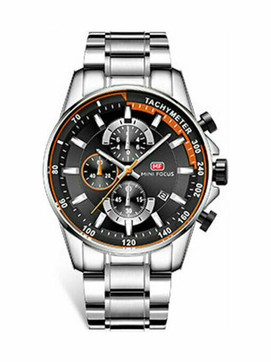 Mini Focus Men's Watch 44mm Battery with Silver Metal Bracelet