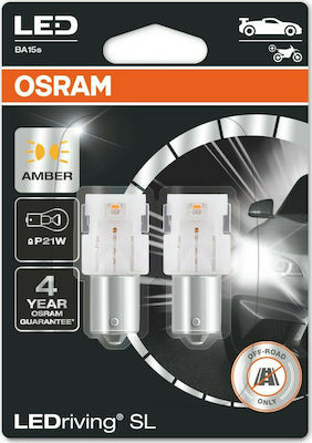 Osram Lamps Car & Motorcycle P21W-BA15S-1156 LED Orange 12V 1.3W 2pcs