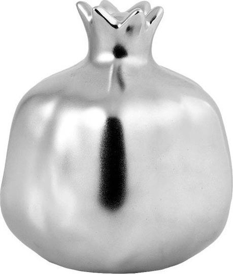 JK Home Decoration Tischplatte Glücksbringer Granatapfel Silver Keramik 10x12cm 1Stück