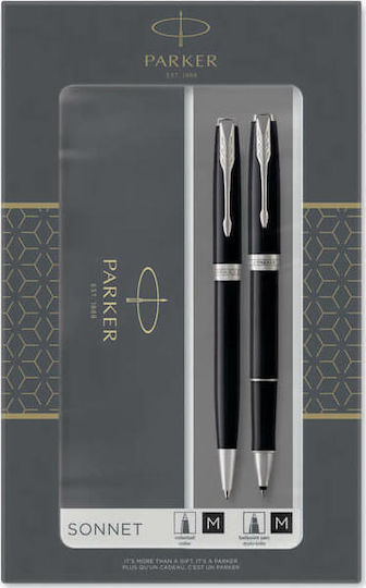 Parker Sonnet Core Duo Pen Set Rollerball Laque Black (in a paper cassette)