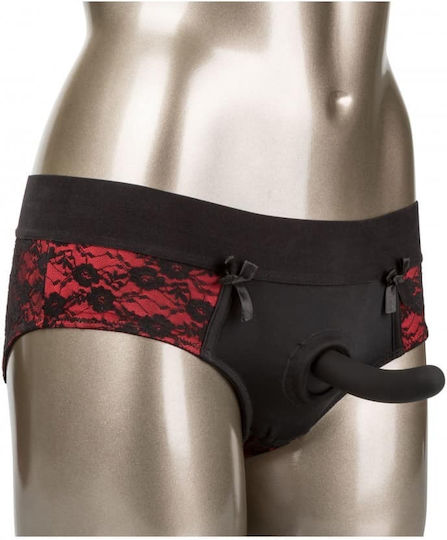 Calexotics Scandal Crotchless Pegging Panty Set Red Εσώρουχο με Dildo