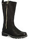 Leather Kids Boots with Zipper Black