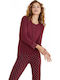 Noidinotte Winter Women's Pyjama Set Burgundy 7176 FA7176