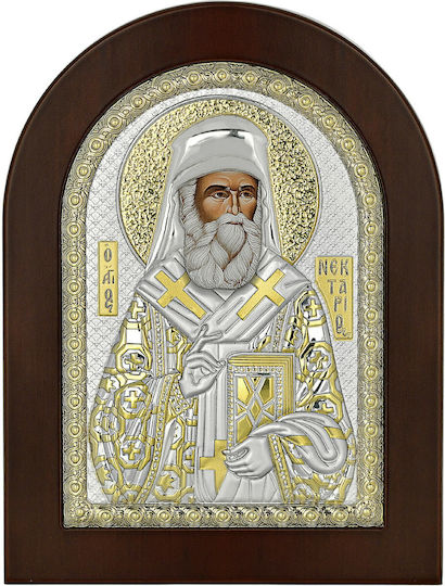 Prince Silvero Image St. Nektarios Silver 21x15cm