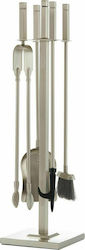 Zogometal Fireplace Tool Set with Stand Holder Nickel Matt