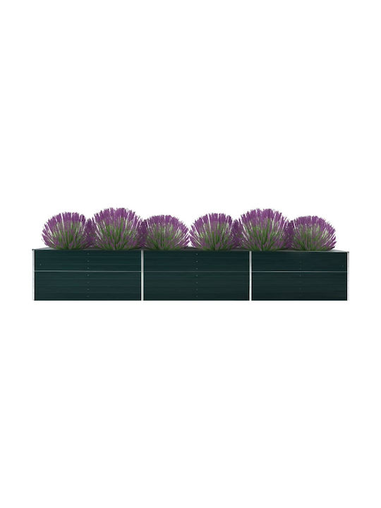 vidaXL Înălțată Verde xxcm Planter Box Metal Verde 480x80x77cm.