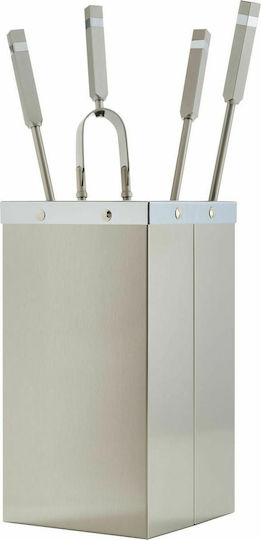 Zogometal Fireplace Tool Set with Bucket Nickel Matt/Chromium