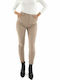 Moutaki Damen Hoch tailliert Chino Hose in Gerader Linie Beige