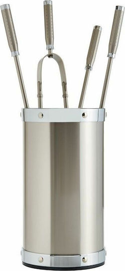 Zogometal Fireplace Tool Set with Bucket Nickel Matt/Chromium