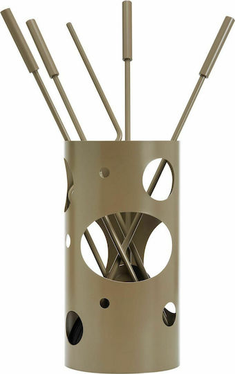 Zogometal 1230-K30 Сет за камински инструменти с кофа Olive coffee