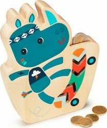 Lilliputiens Rhino Marius Children's Money Box Wooden Blue 20.2x2.6x15.9cm