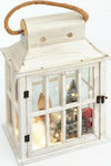 Παρίσης Christmas Wood White Battery Lantern 43x32cm