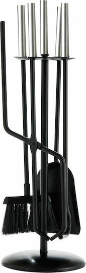 Zogometal Set de unelte pentru șemineu cu cleștar Black/Nickel Checkmate