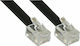 InLine Плоски Телефонен кабел RJ11 6P4C 10м Черен (18840L)