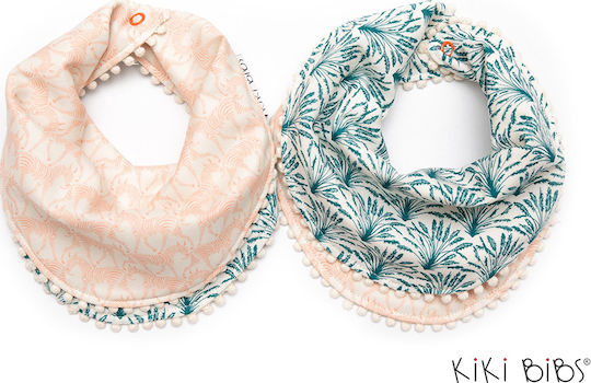 Kiki Bibs Pompon Bandana Fabric with Button Zebra for 3 m+