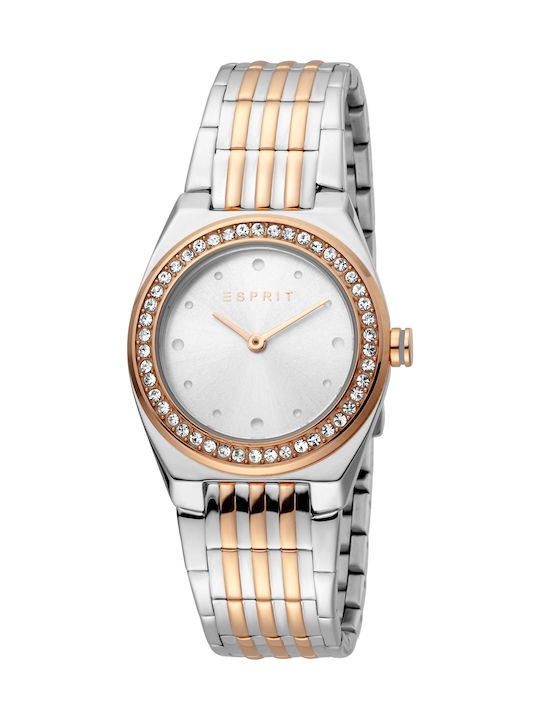 Esprit Spot Γυναικείο Ρολόι 28mm Μπαταρίας με Ασημί Μεταλλικό Μπρασελέ