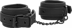 Fetish Submissive Ankle Cuffs Vegan Leather Handcuffs in Black Color