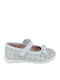 Kids Leather Ballerinas with Hoop & Loop Closure White
