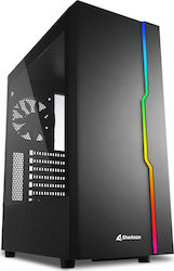 Sharkoon RGB Slider Midi Tower Computer Case with Window Panel Black