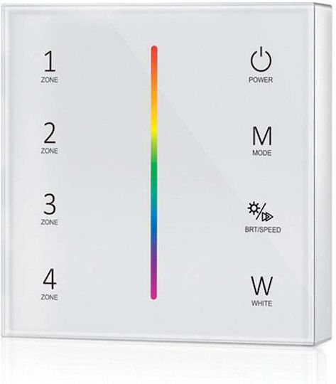 Elmark Επιτοίχιος Διακόπτης Dimmer με Πλαίσιο LED Αφής Ασύρματος με 4 Κανάλια σε Λευκό Χρώμα