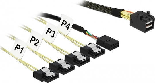 DeLock Mini SAS - 4x 7-Pin SATA II / 8 pin Cable 1m Πράσινο (85732)